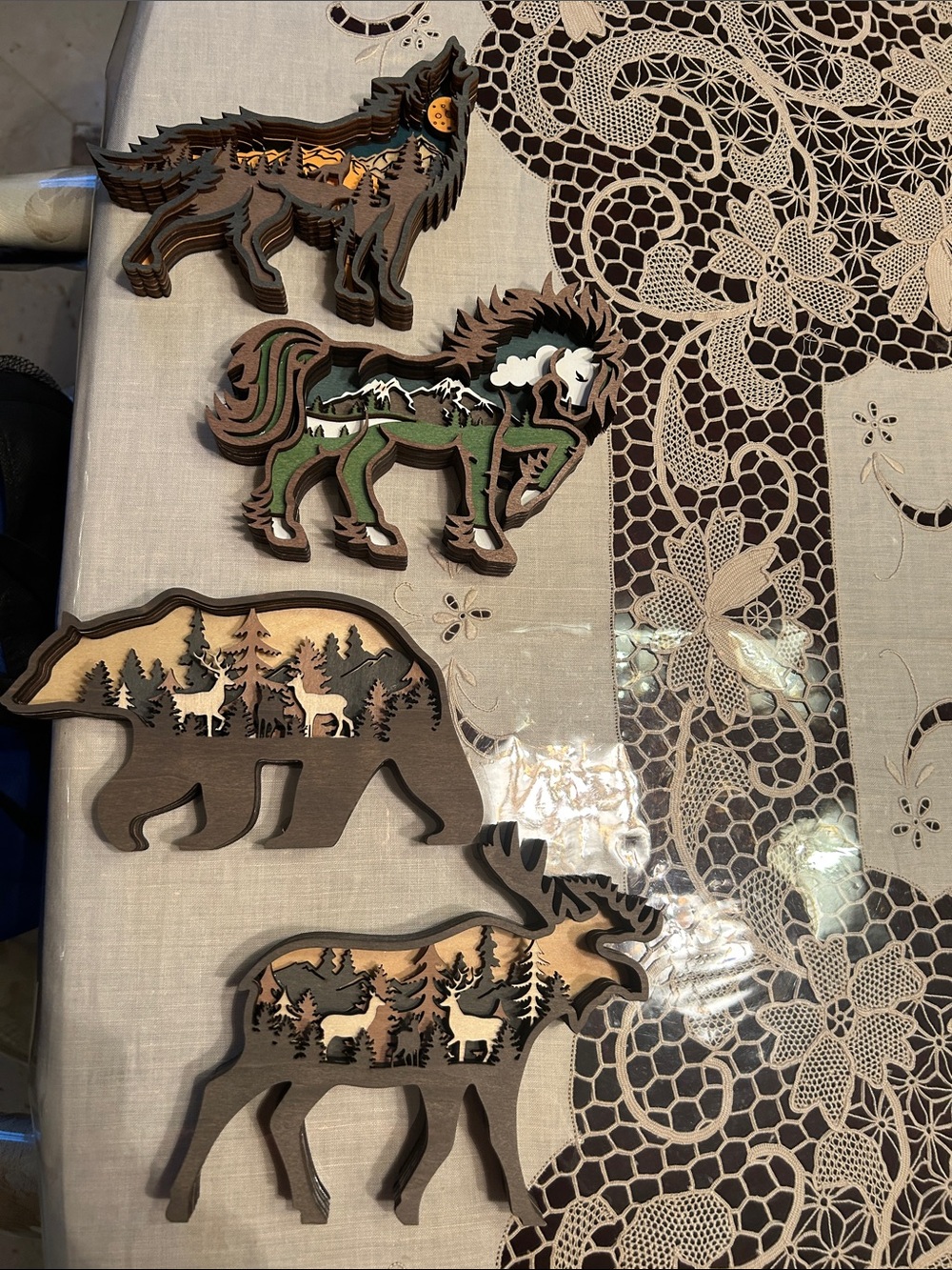 NWOT Set of 4 Woodland Animals Layered Wall Decor Set - Brown & Green